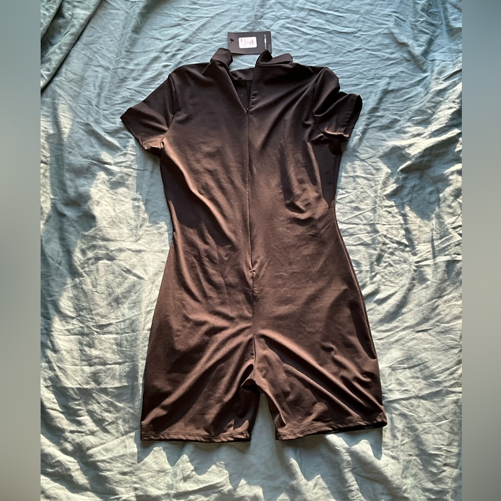 Fashion Nova Black Biker Romper